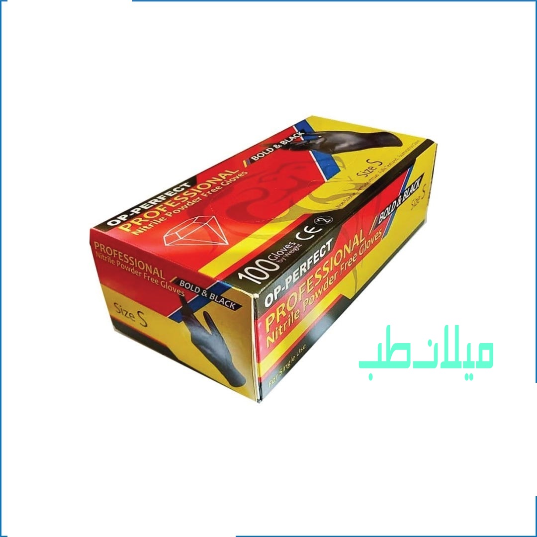 دستکش نیتریل مشکی دارای سایز بندی NITRILE یک کارتن شامل 20 بسته 100 عددی