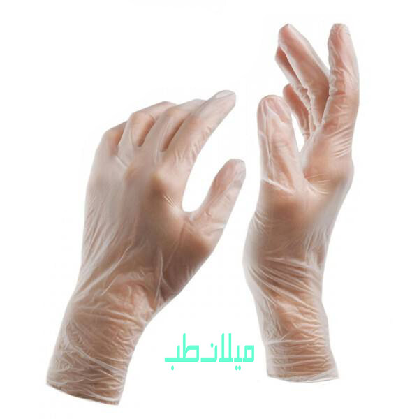 دستکش ونیل دارای سایز بندی Vinyl یک بسته 100 عددی